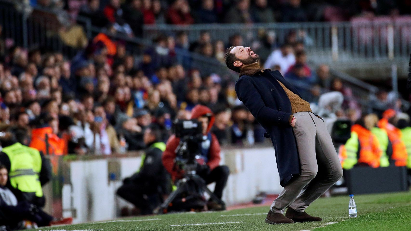 Machín en el partido de Copa del Rey ante el Barcelona