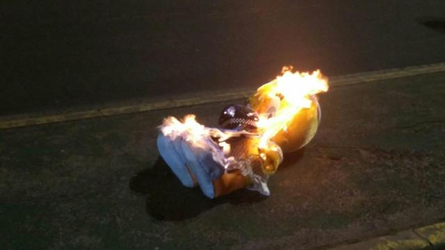 Imagen del Piolín quemado por los CDR.