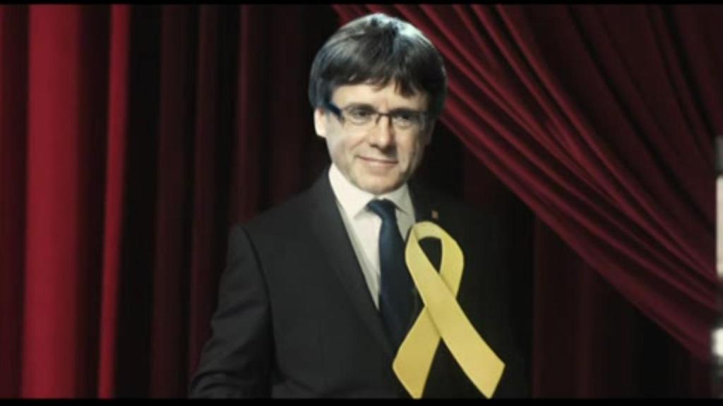 Puigdemont recogiendo el Goya a la mejor película extranjera... en el discurso de Buenafuente y Abril.