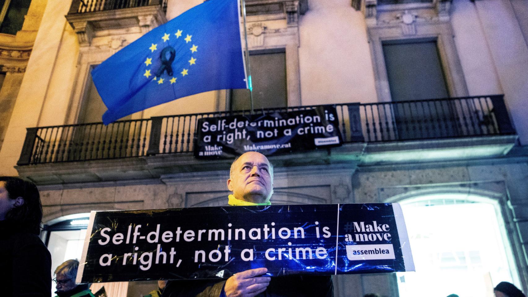 Concentración convocada este viernes en Barcelona por la ANC, en apoyo a los presos independentistas.