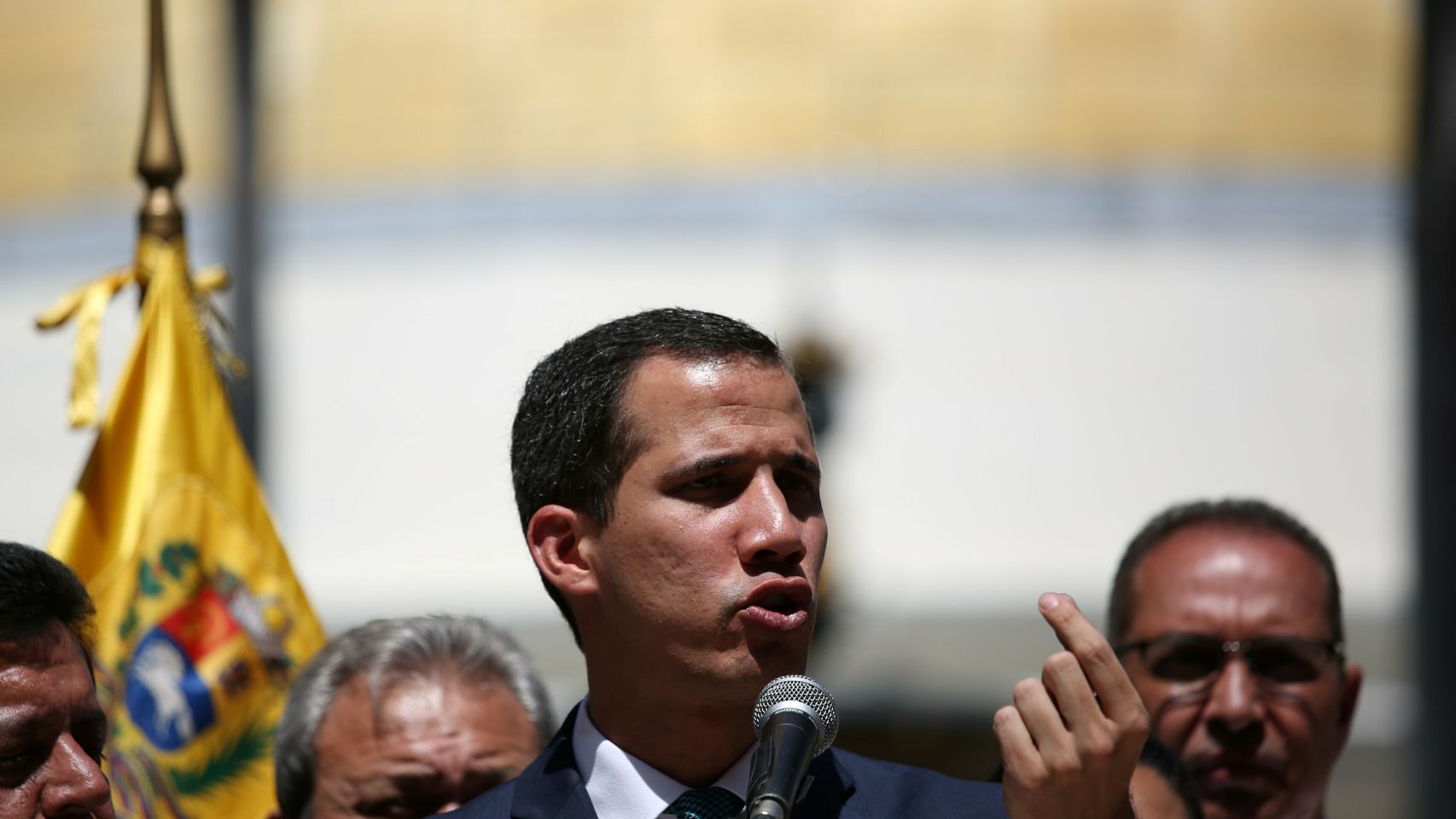 Guaidó, durante su discurso este lunes en Caracas