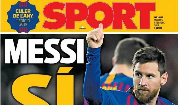 Portada Diario Sport (4/02/2019)