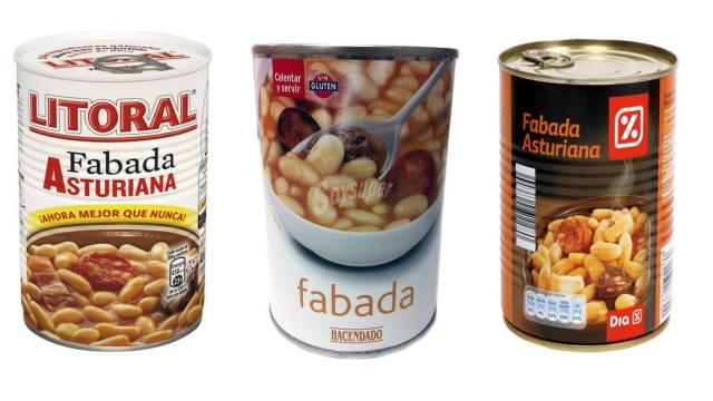 Fabadas de lata de consumo habitual entre los españoles.