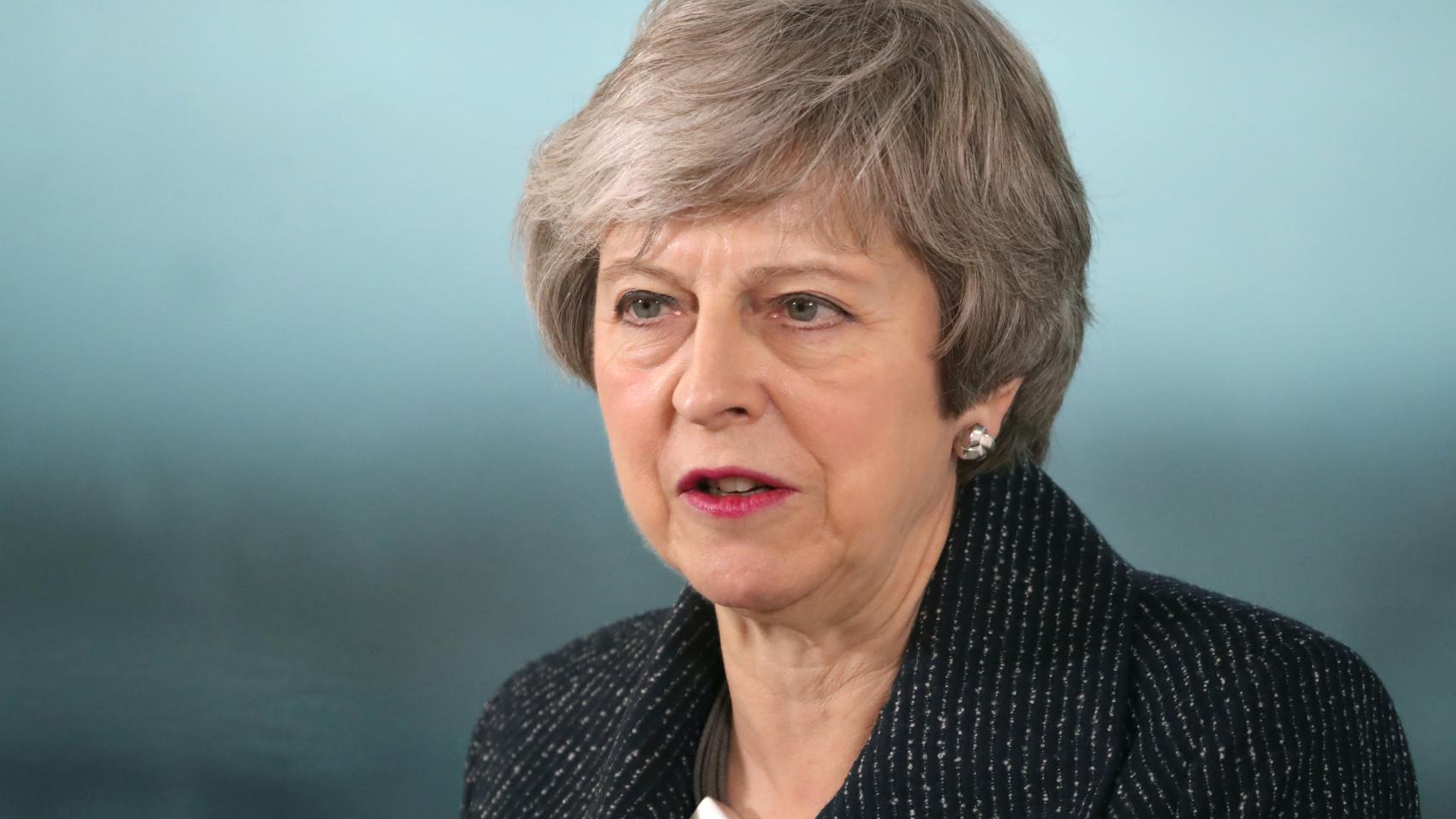 Theresa May en una visita a Belfast.