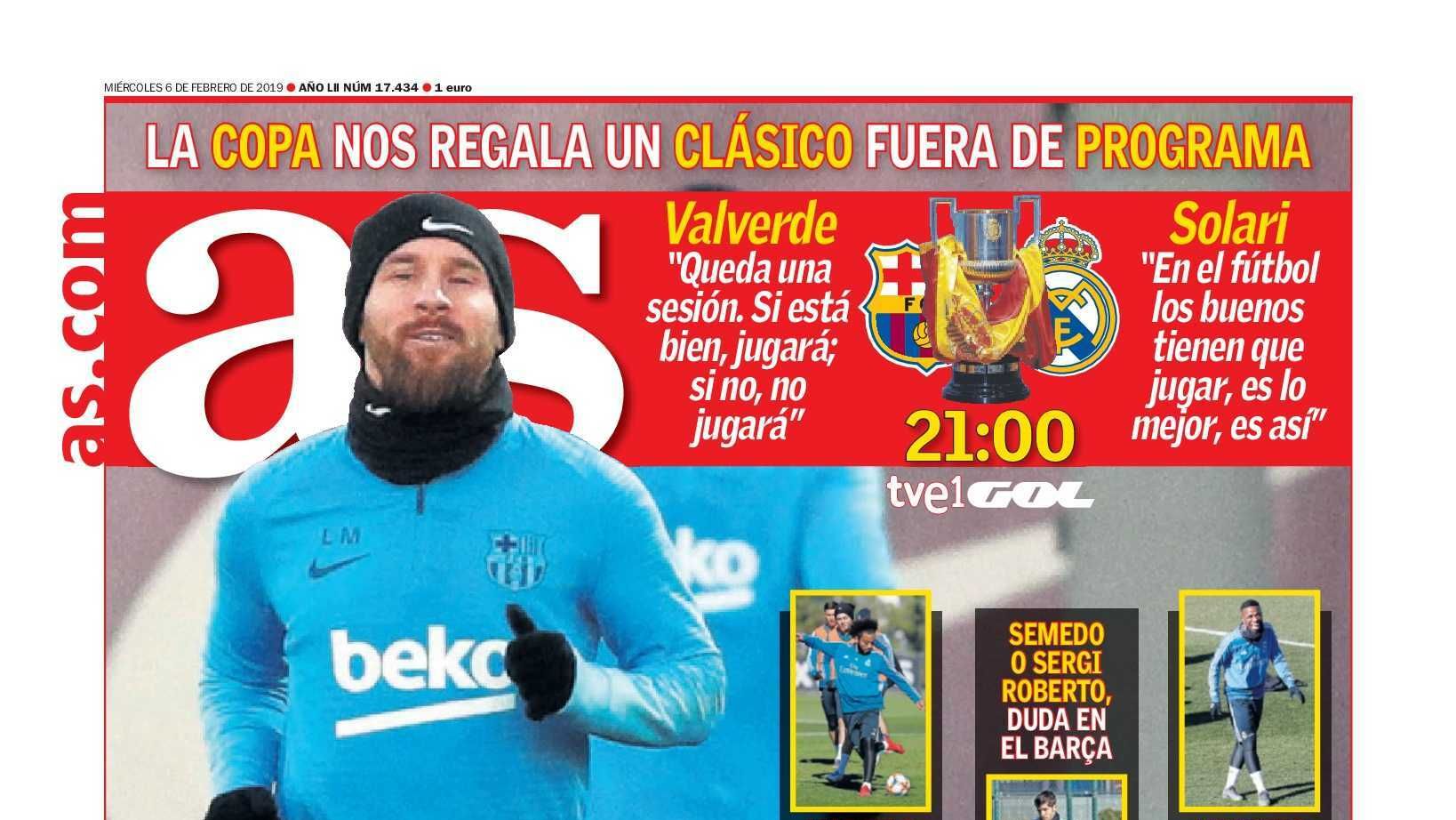 La portada del diario AS (06/02/2019)