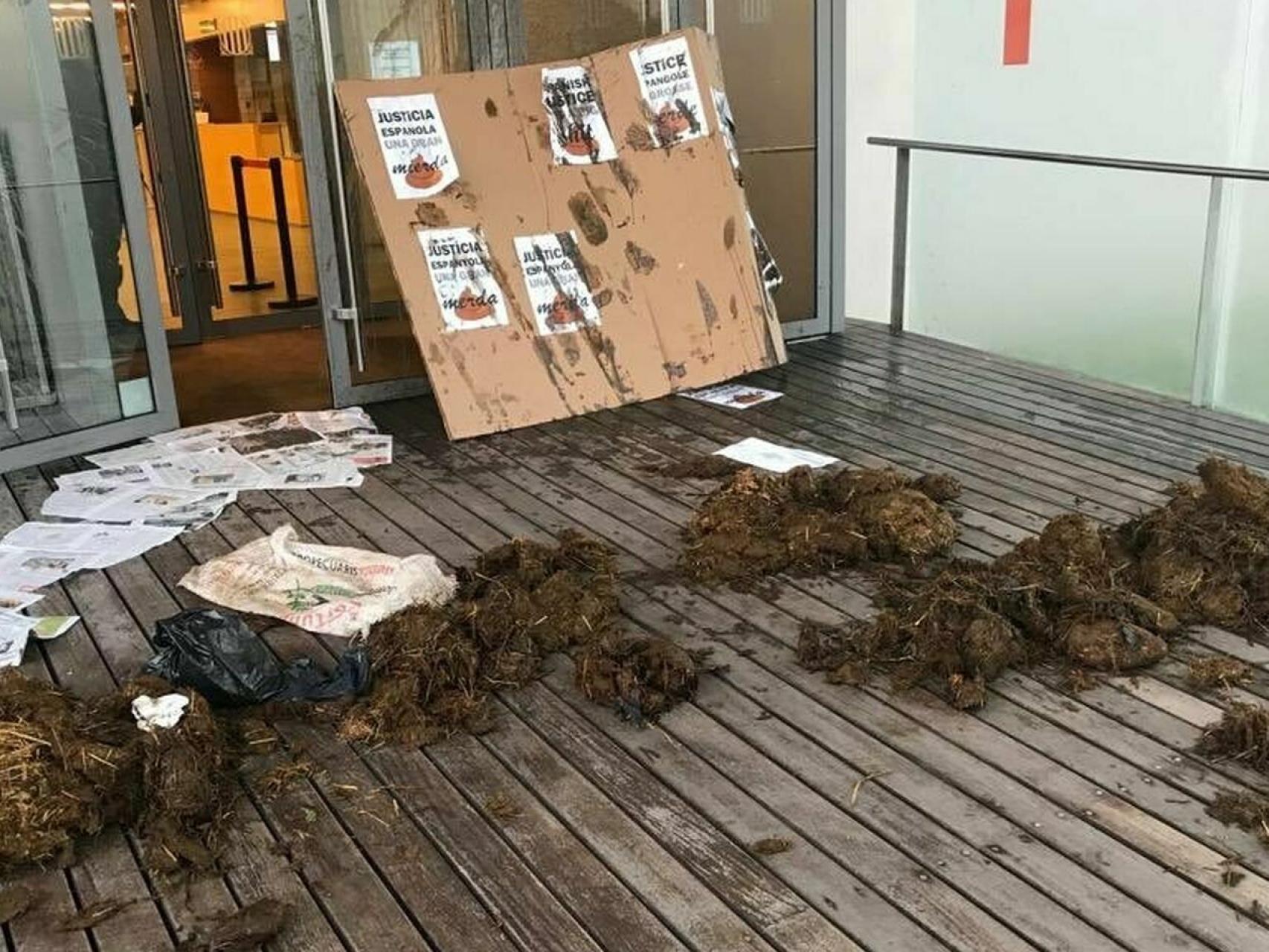 Estiércol arrojado en los Juzgados de Gerona./