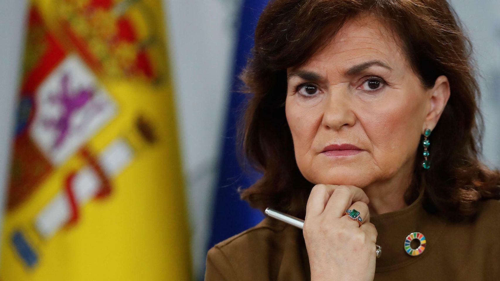 Carmen Calvo, este viernes durante la rueda de prensa posterior al Consejo de Ministros.