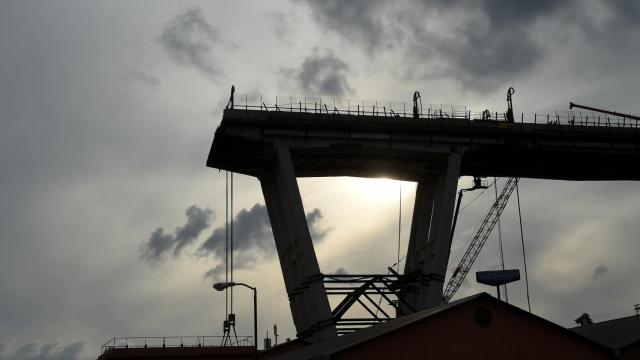 El puente Morandi, en Génova, tras el derrumbe.