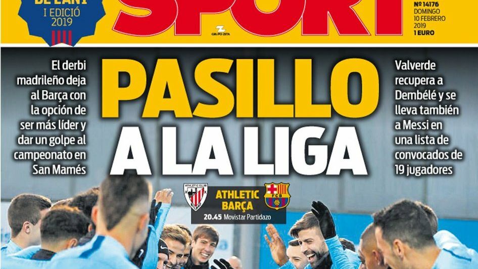 La portada del diario Sport (10/02/2019)