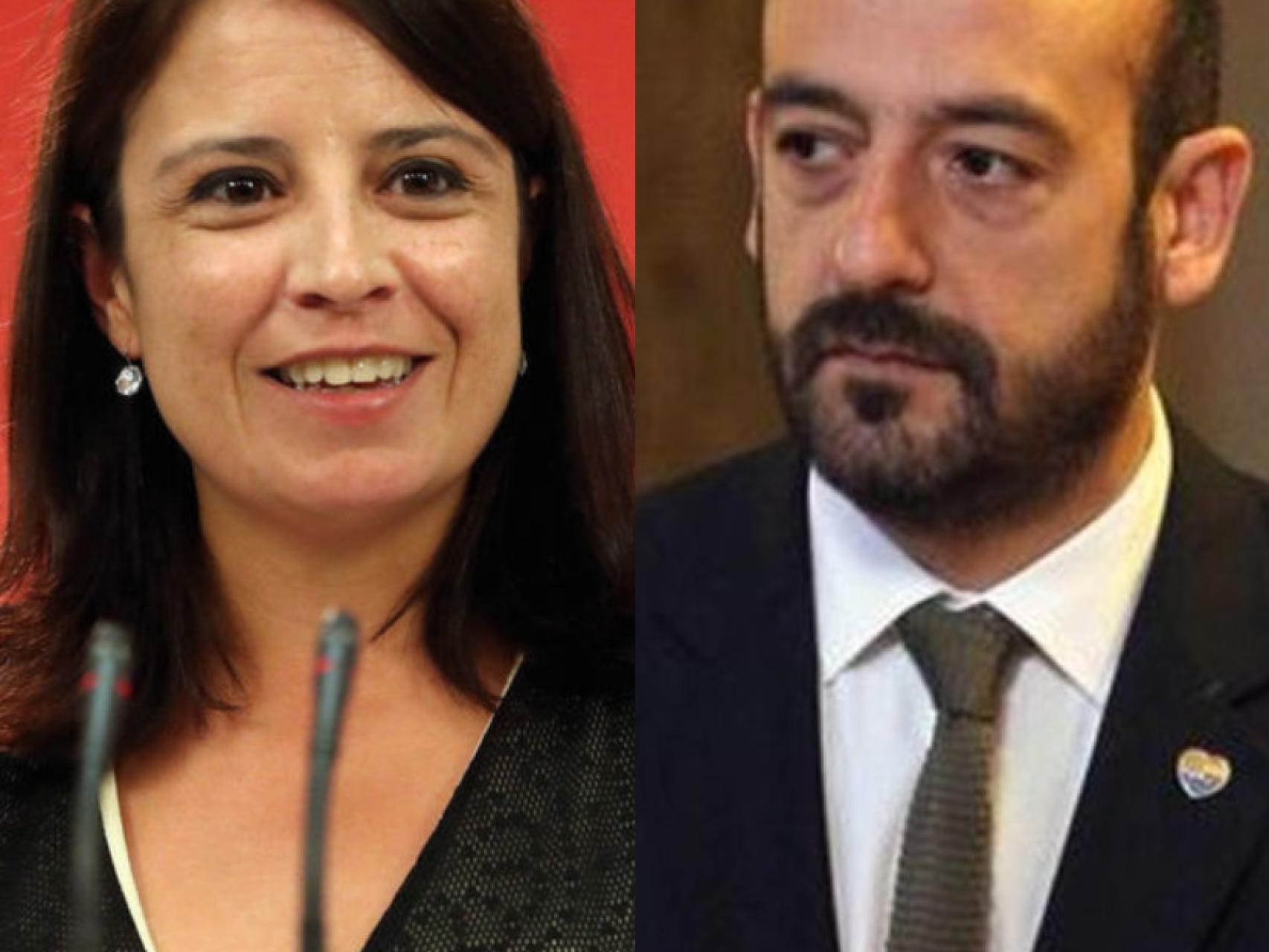 Adriana Lastra (izq) y Jordi Cañas (d).