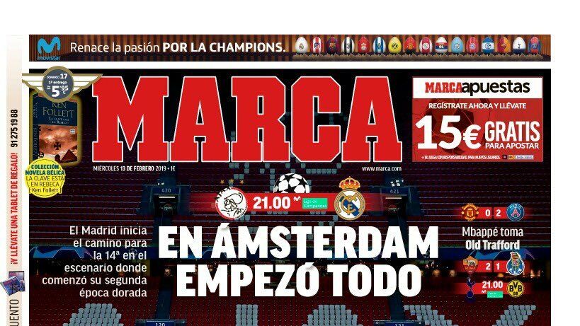 La portada del diario MARCA (13/02/2019)