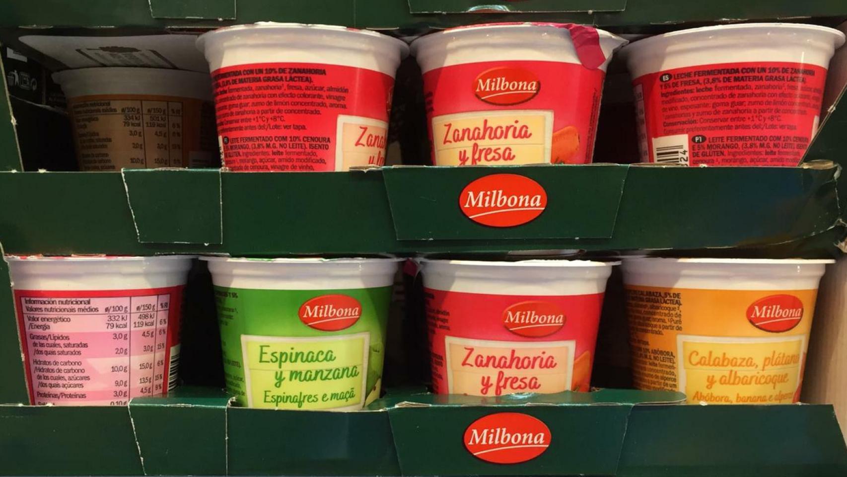 Yogures de fruta y verdura de Milbona en Lidl.