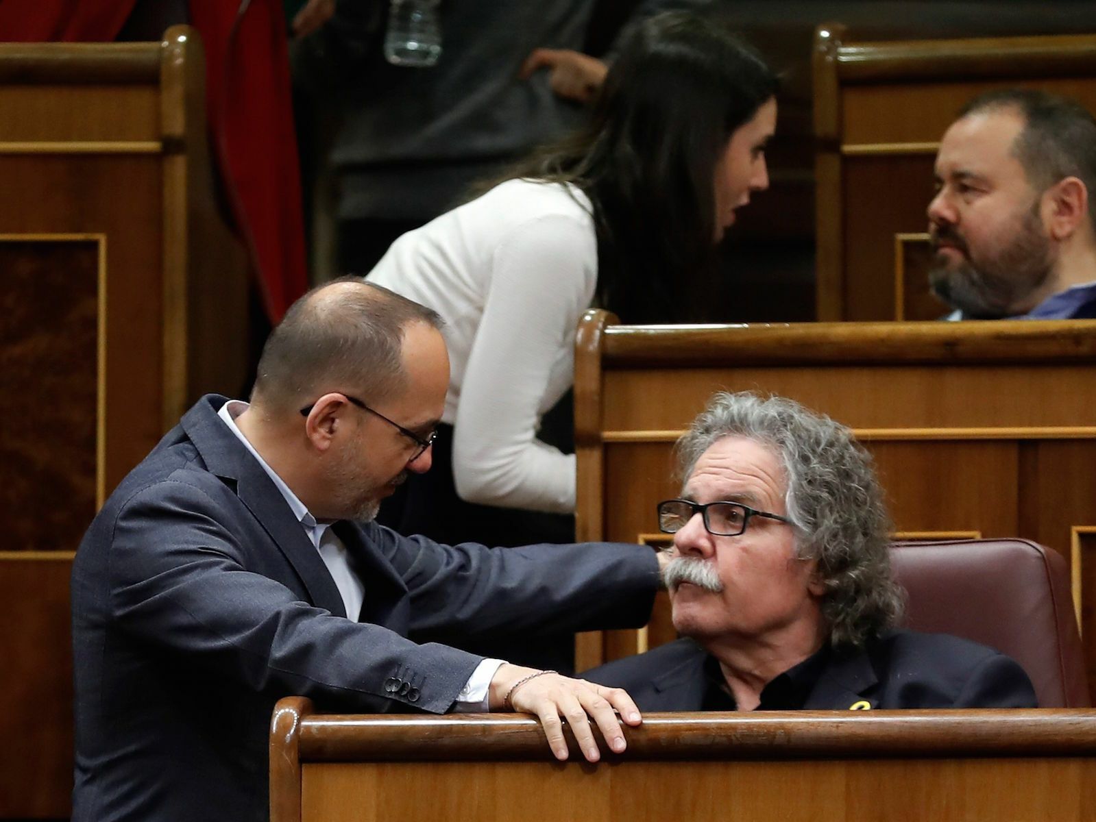 Joan Tardá y Carles Campuzano, portavoces de ERC y PDeCAT, este miércoles en el Congreso.