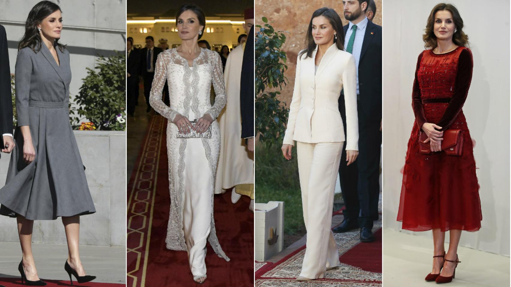 Los cuatro 'looks' de la reina Letizia en su viaje de Estado junto al Rey a Marruecos.