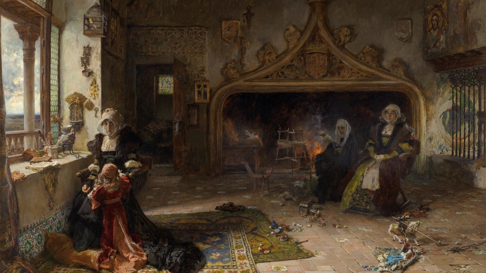 'La reina doña Juana la Loca, recluida en Tordesillas con su hija, la infanta doña Catalina', por Francisco Pradilla.