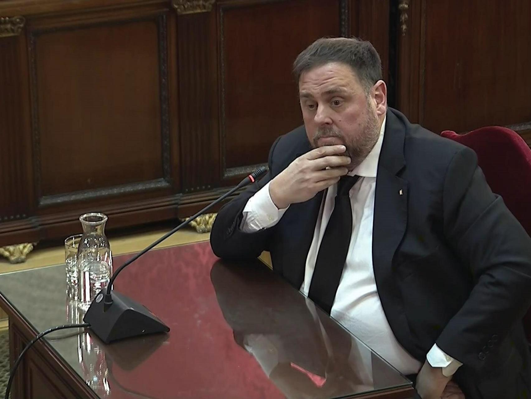Oriol Junqueras en su declaración ante el tribunal que juzga el 'procés' en el Tribunal Supremo.