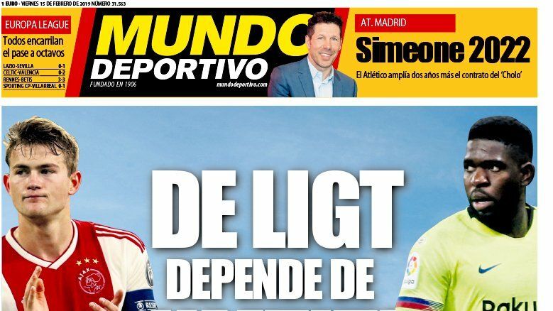 La portada del diario Mundo Deportivo (15/02/19)