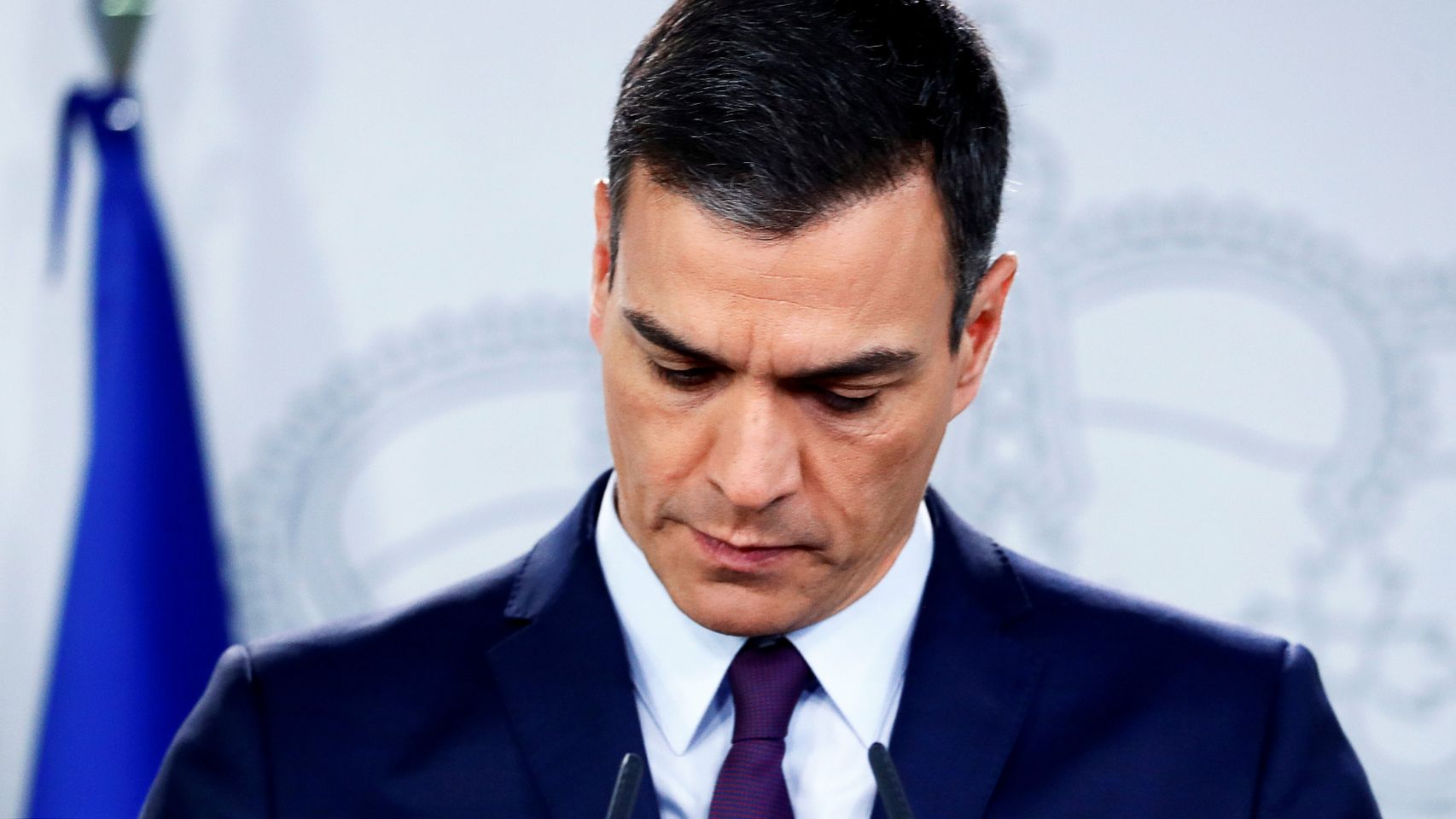Sánchez, durante su compaarecencia en Moncloa