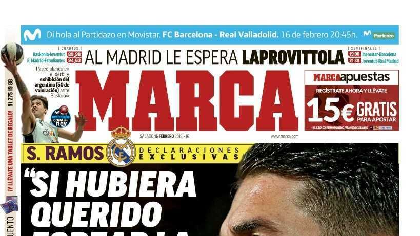 La portada del diario MARCA (16/02/2019)