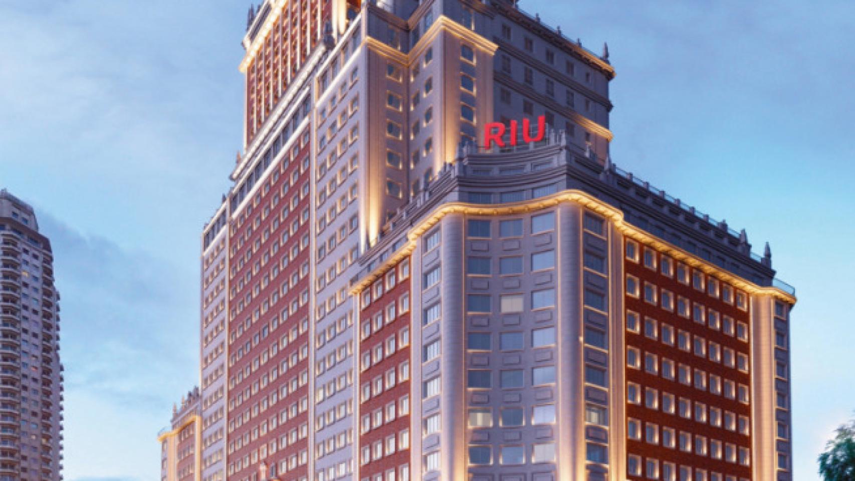 Recreación que muestra lo que será la fachada remodelada del Edificio España.