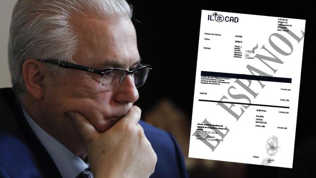A la izquierda, el exjuez Baltasar Garzón. A la derecha, la factura girada por 176.400 dólares.