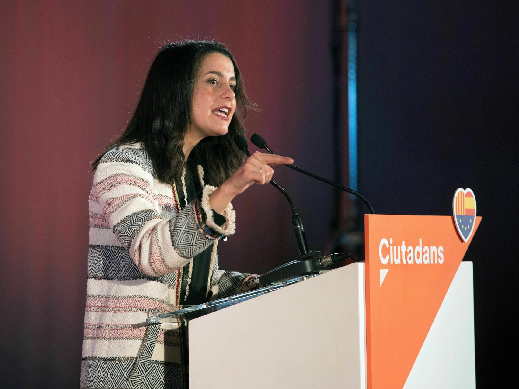 Inés Arrimadas, durante su último mitin en Barcelona.