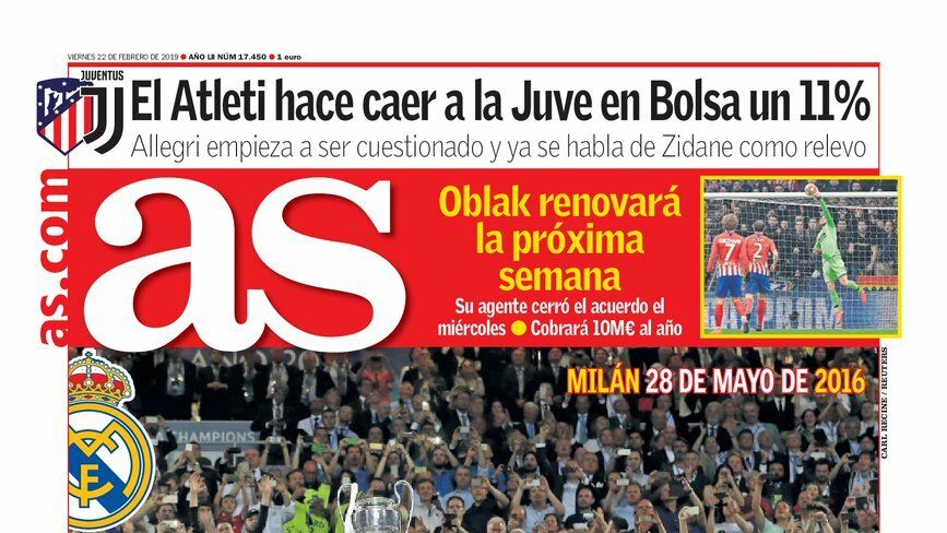 Portada del diario AS (22/02/2019)
