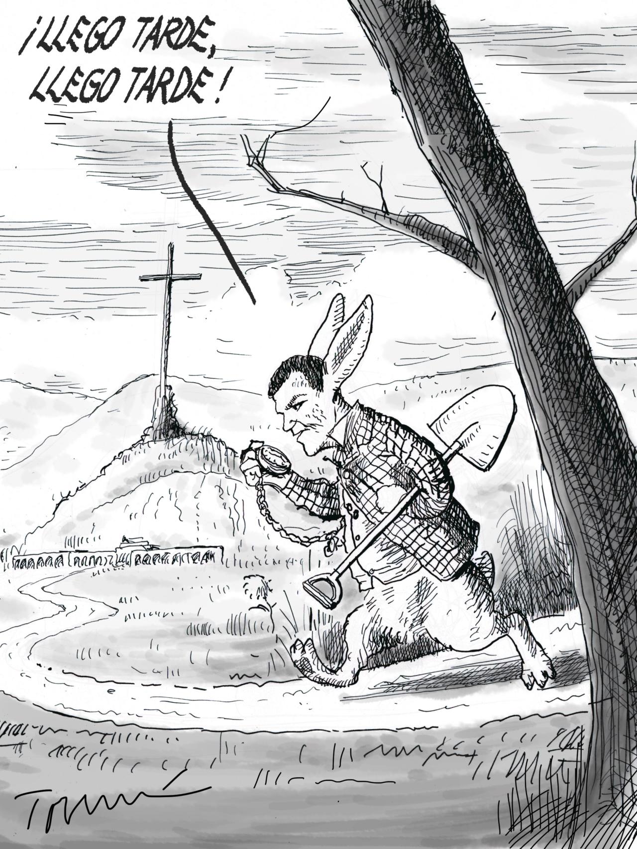 El conejo blanco llega tarde