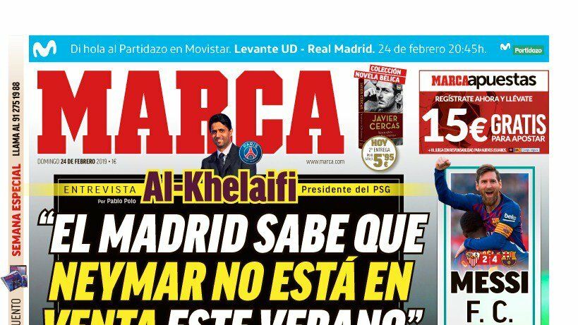 La portada del diario MARCA (24/02/2019)