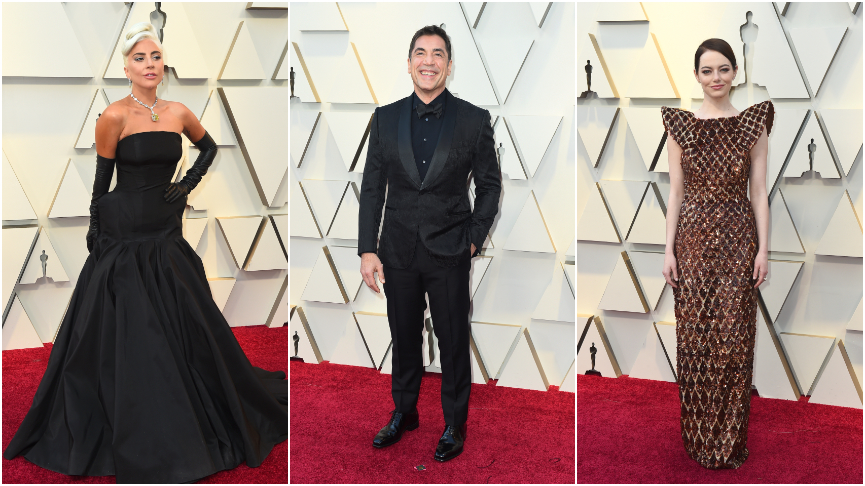 Lady Gaga, Javier Bardem y Emma Stone en un montaje de JALEOS.