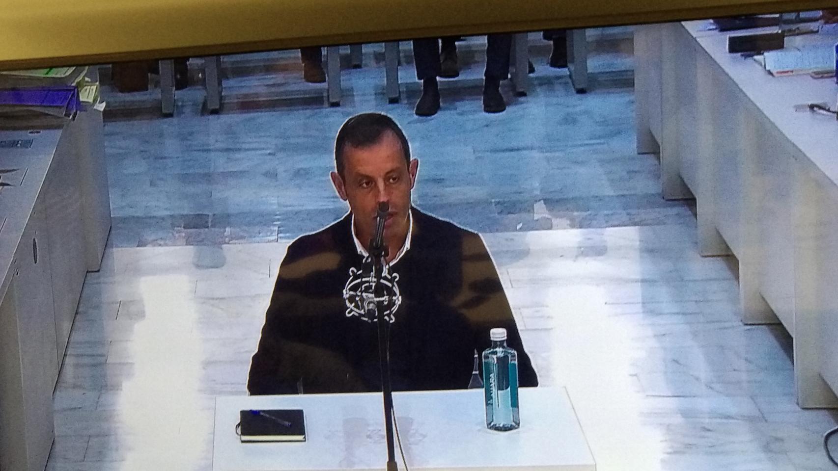 Sandro Rosell, expresidente del F.C. Barcelona durante su declaración en la Audiencia Nacional.