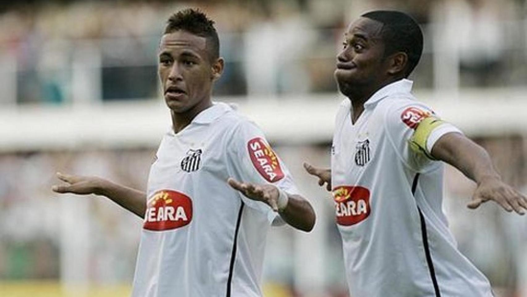 Neymar y Robinho en el Santos