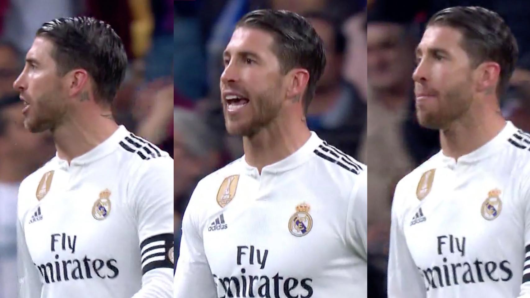 Sergio Ramos apremió a sus compañeros en el encuentro ante el Barcelona.
