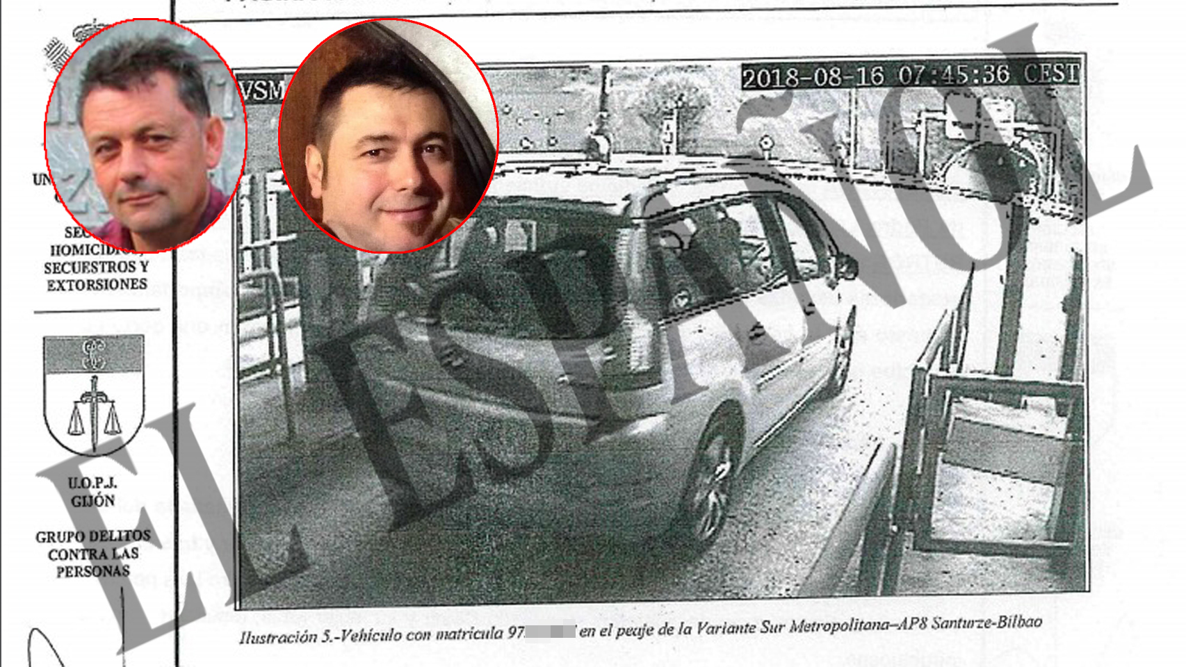 El vehículo de los sicarios regresando de Llanes tras el crimen el 16 de agosto.