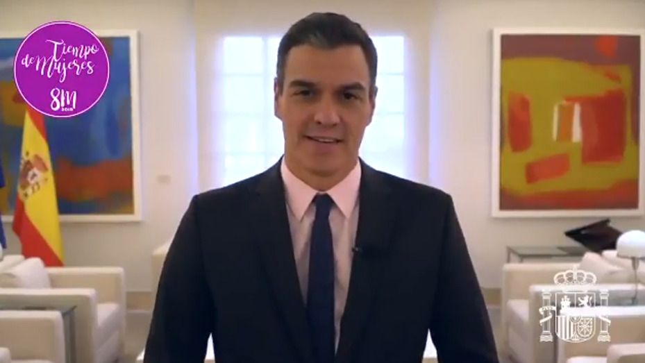 El presidente del Gobierno, Pedro Sánchez, en el vídeo por el 8M.