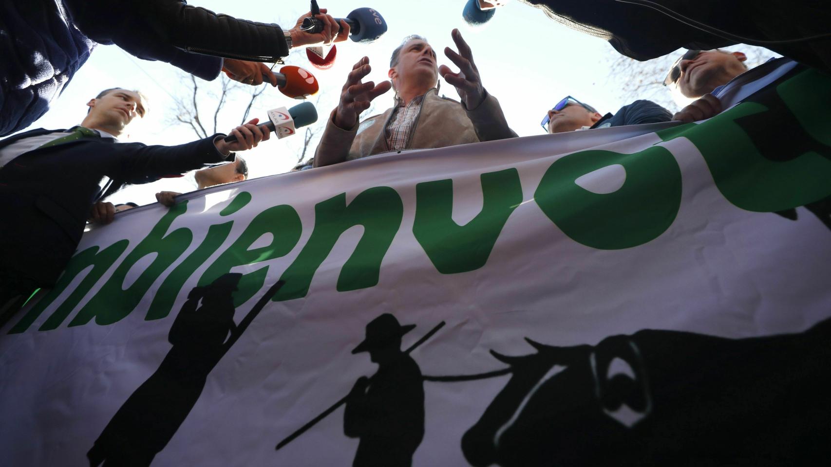 Javier Ortega Smith, secretario general de Vox, en la manifestación por la España rural.