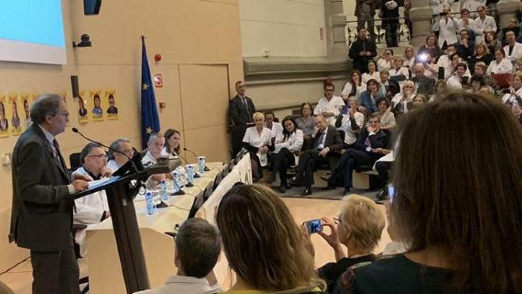 Torra en un acto del colectivo de sanitarios independentistas