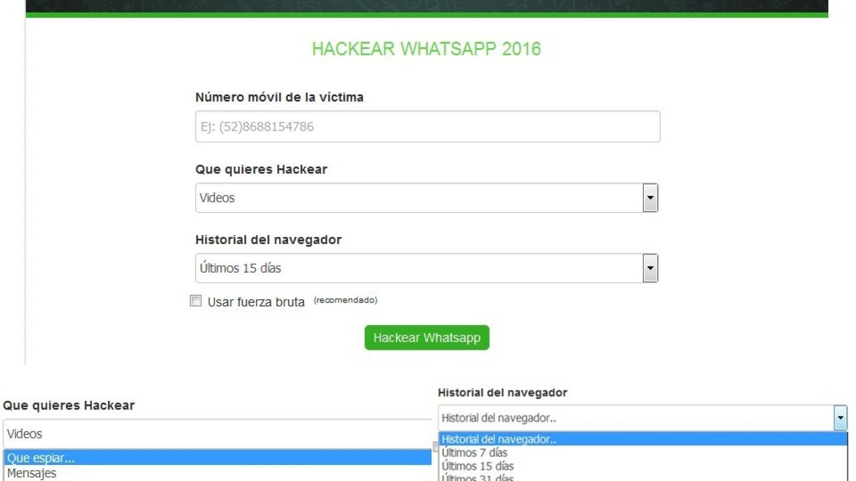 Imagen de la web de la estafa