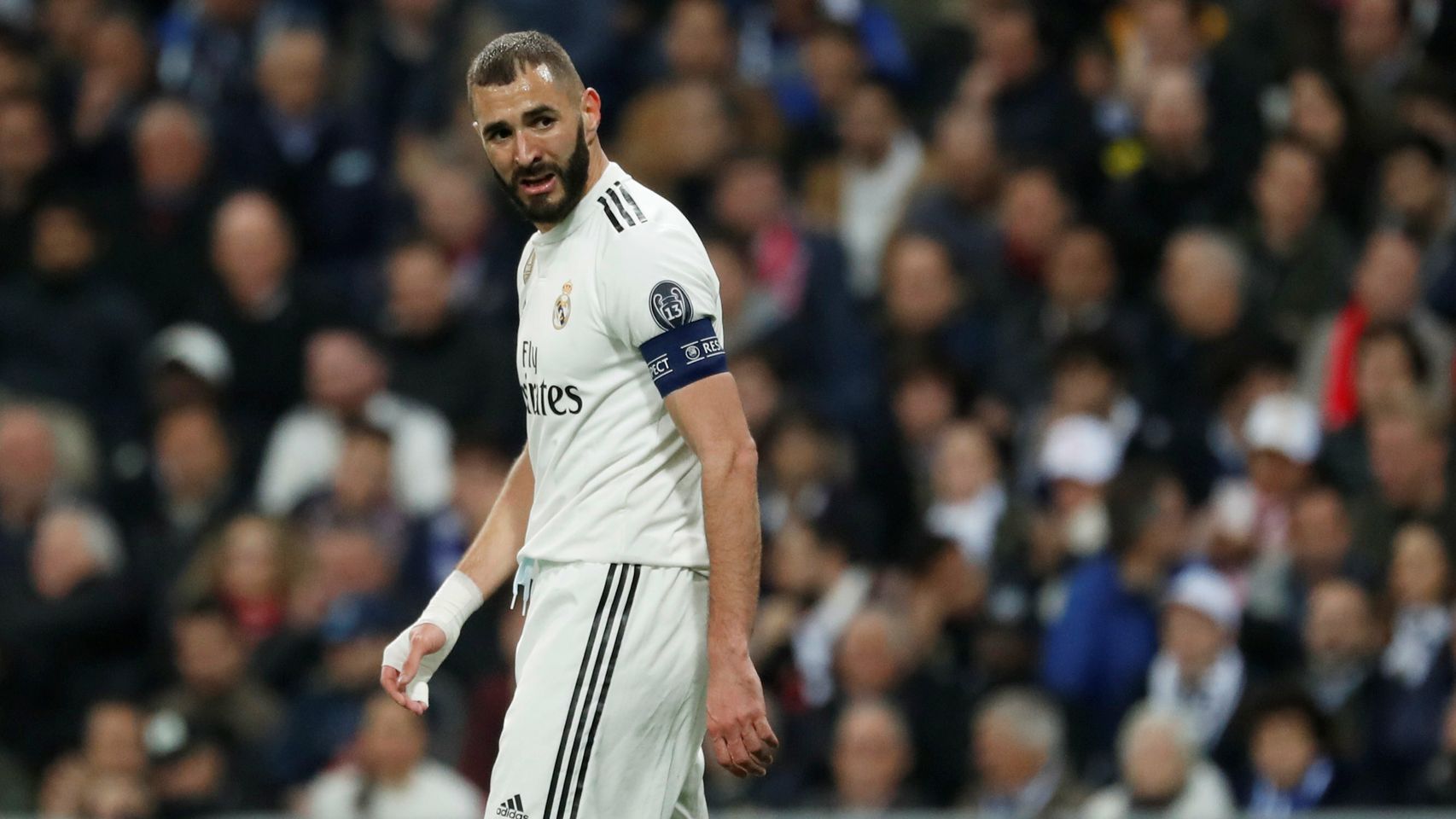 Karim Benzema, durante el partido ante el Ajax
