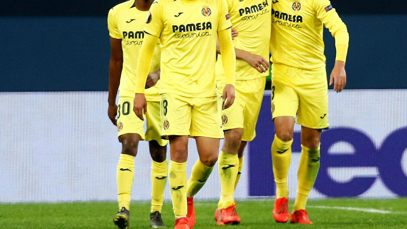 Los jugadores del Villarreal celebran un gol en la Europa League ante el Zenit