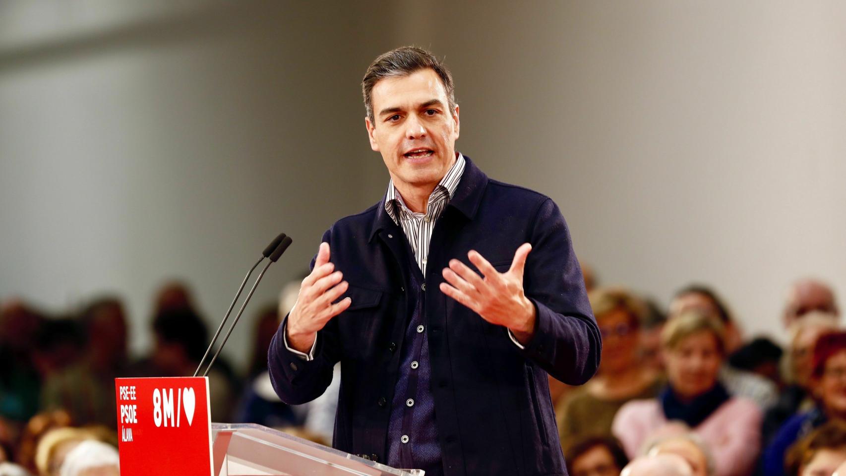 Pedro Sánchez en un acto político este miércoles.