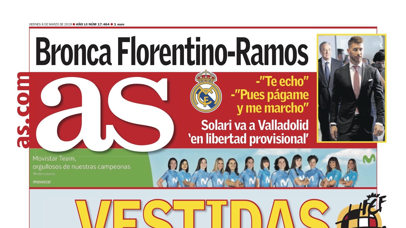 La portada del diario AS (08/03/2019)
