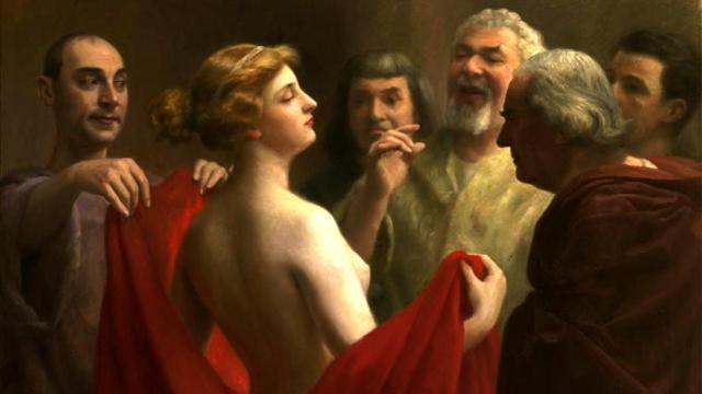 La hetera Friné, pintada por el francés José Frappa