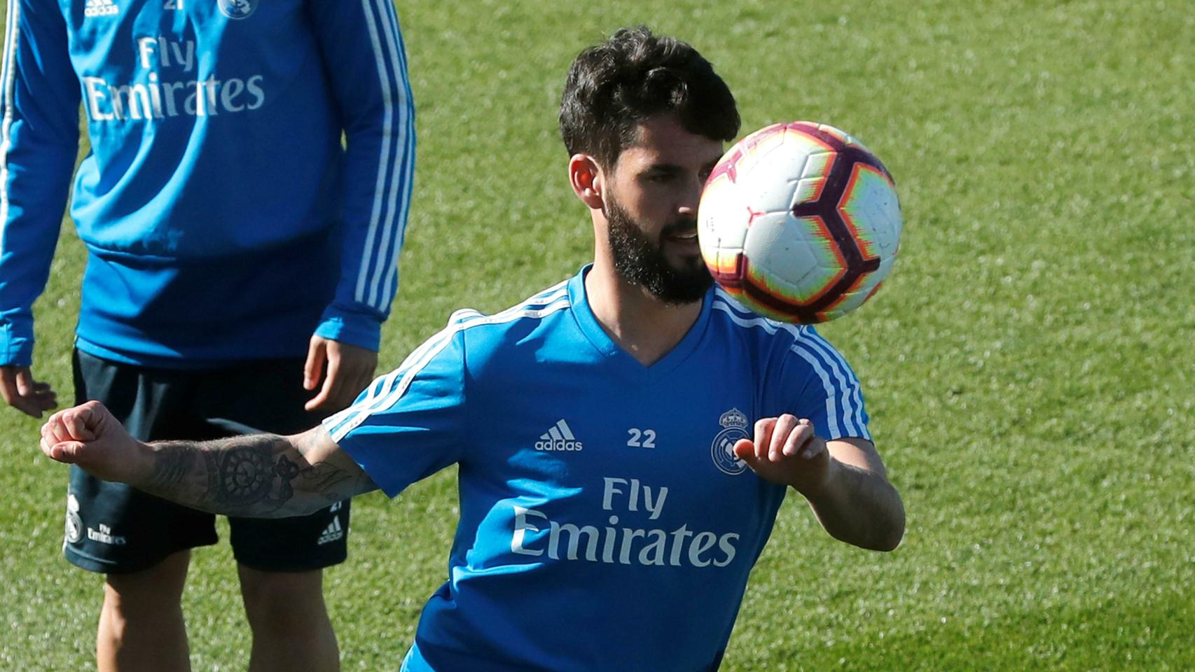 Isco, durante un entrenamiento en el Madrid