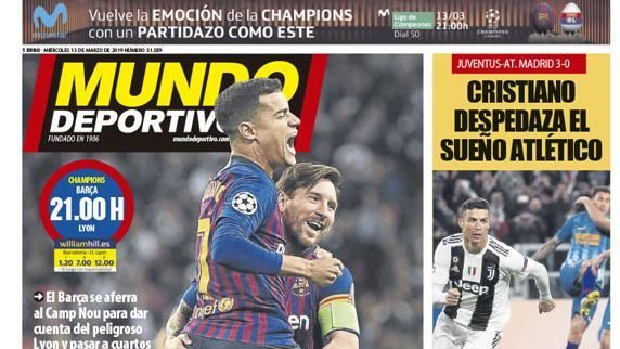 La portada del diario Mundo Deportivo (13/03/2019)