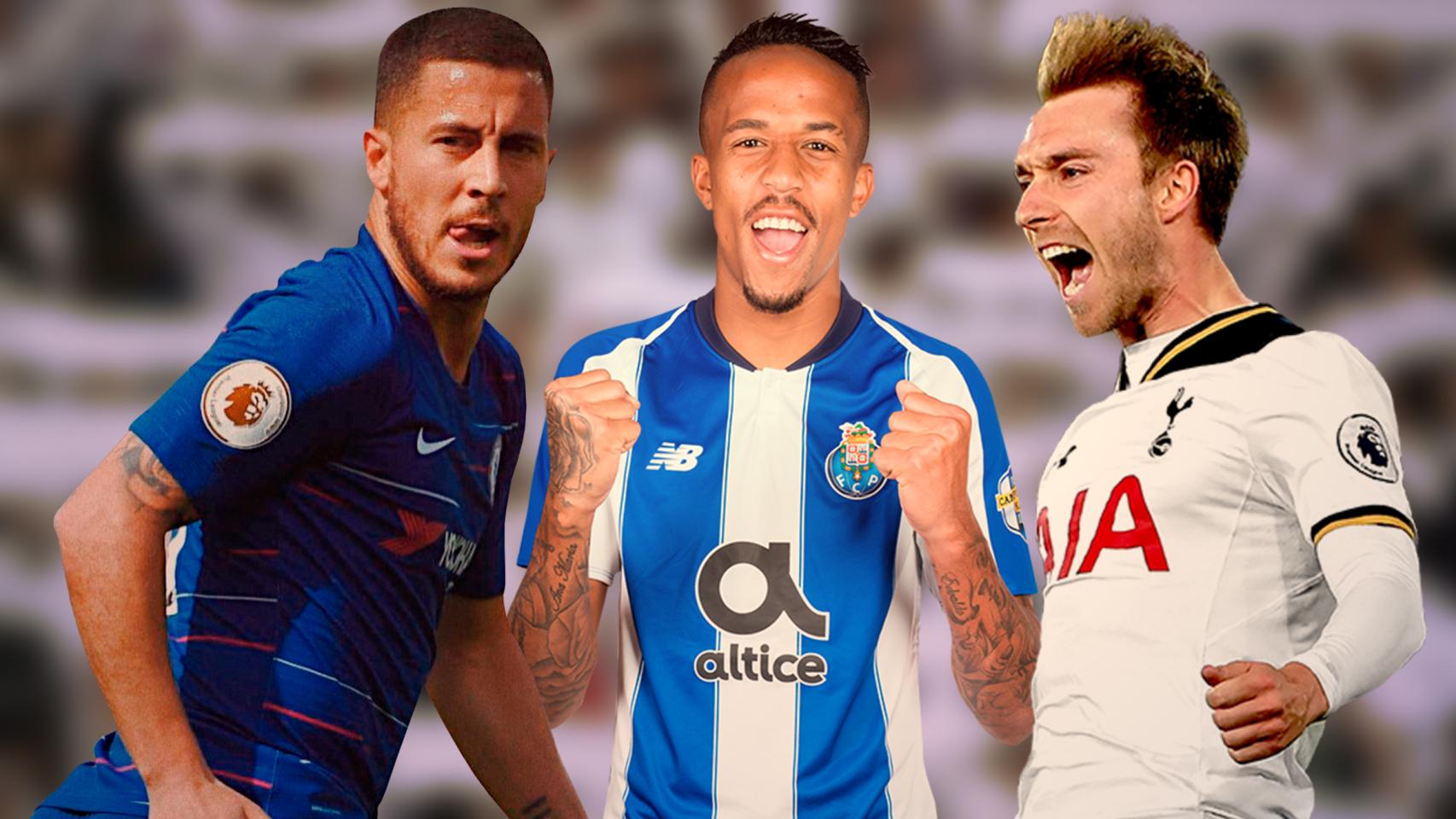 Eden Hazard, Eder Militao y Christian Eriksen
