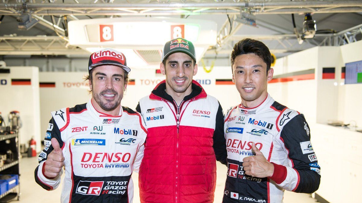 Fernando Alonso, Buemi y Nakajima tras lograr la polémica en Sebring