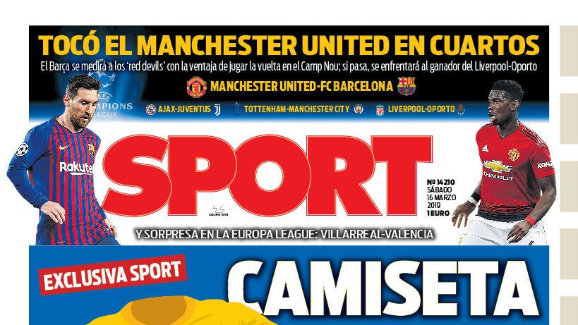 La portada del diario Sport (16/03/2019)