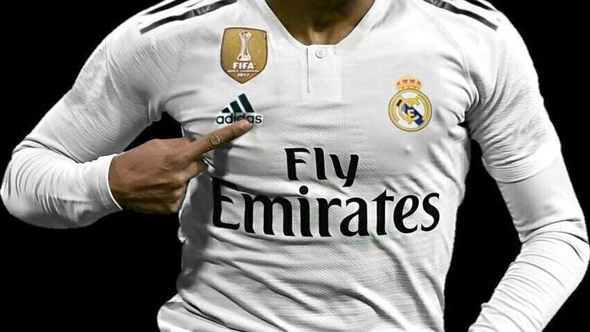 Montaje de Mbappé con la camiseta del Real Madrid