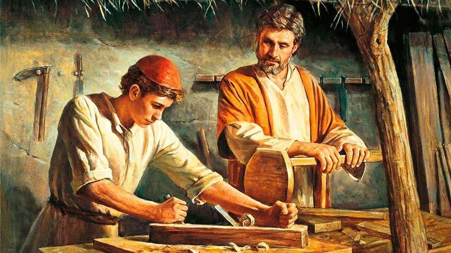 Imagen de San José junto a su hijo Jesús
